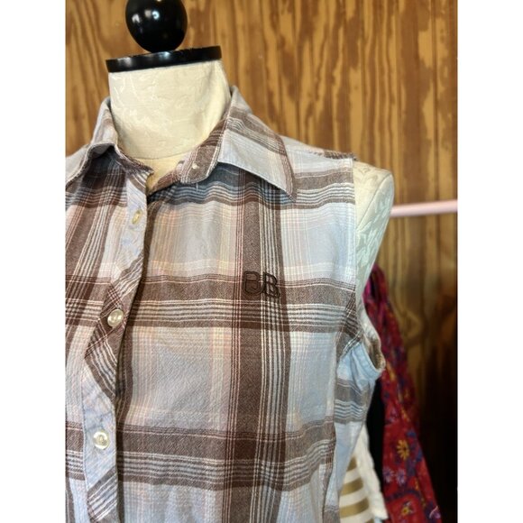 Bit & Bridle Turquoise Plaid Sleeveless Collar Button Down Equestrian Western L - Picture 4 of 8